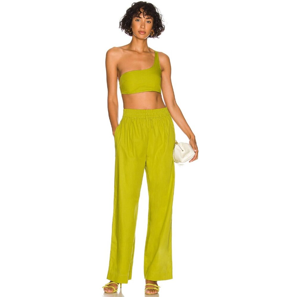 REVOLVE SWF One Shoulder Crop and Straight Leg Trouser Set in Agave